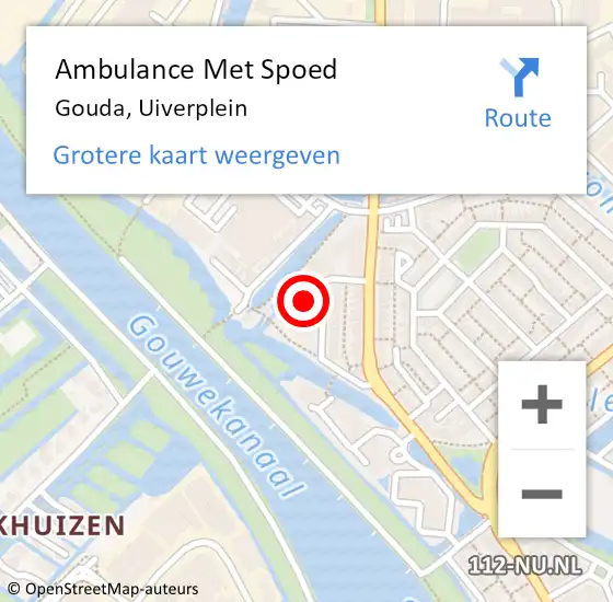 Locatie op kaart van de 112 melding: Ambulance Met Spoed Naar Gouda, Uiverplein op 24 april 2024 22:06