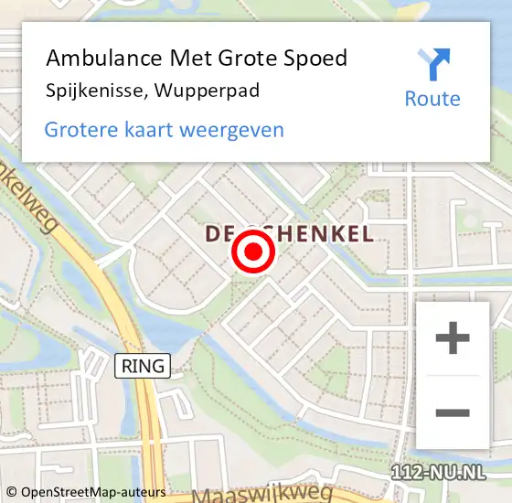 Locatie op kaart van de 112 melding: Ambulance Met Grote Spoed Naar Spijkenisse, Wupperpad op 24 april 2024 22:52