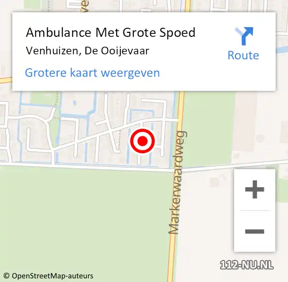Locatie op kaart van de 112 melding: Ambulance Met Grote Spoed Naar Venhuizen, De Ooijevaar op 24 april 2024 23:06