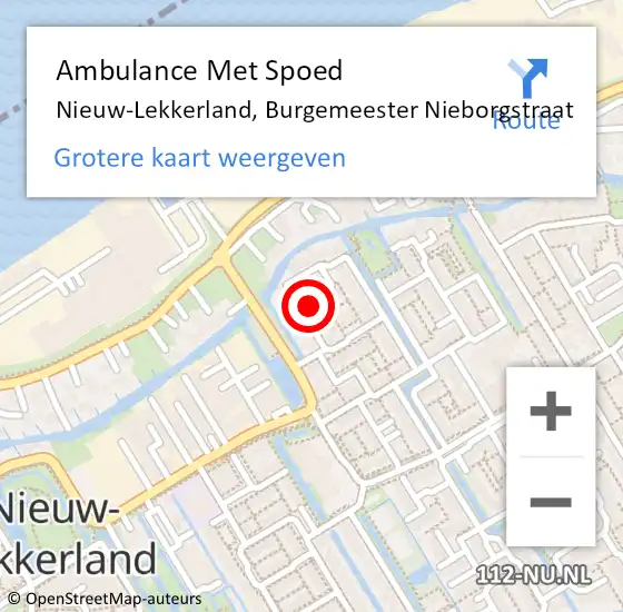 Locatie op kaart van de 112 melding: Ambulance Met Spoed Naar Nieuw-Lekkerland, Burgemeester Nieborgstraat op 24 april 2024 23:11