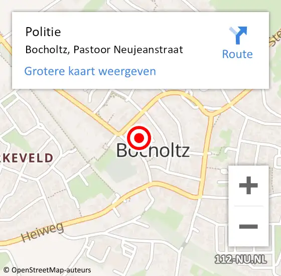 Locatie op kaart van de 112 melding: Politie Bocholtz, Pastoor Neujeanstraat op 24 april 2024 23:27