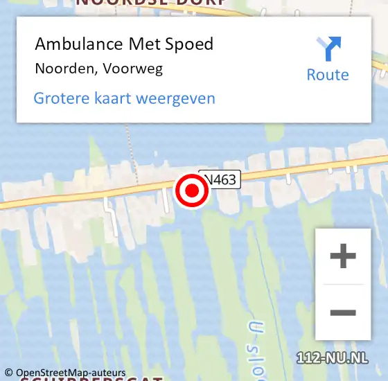 Locatie op kaart van de 112 melding: Ambulance Met Spoed Naar Noorden, Voorweg op 24 april 2024 23:36