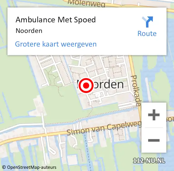 Locatie op kaart van de 112 melding: Ambulance Met Spoed Naar Noorden op 24 april 2024 23:44