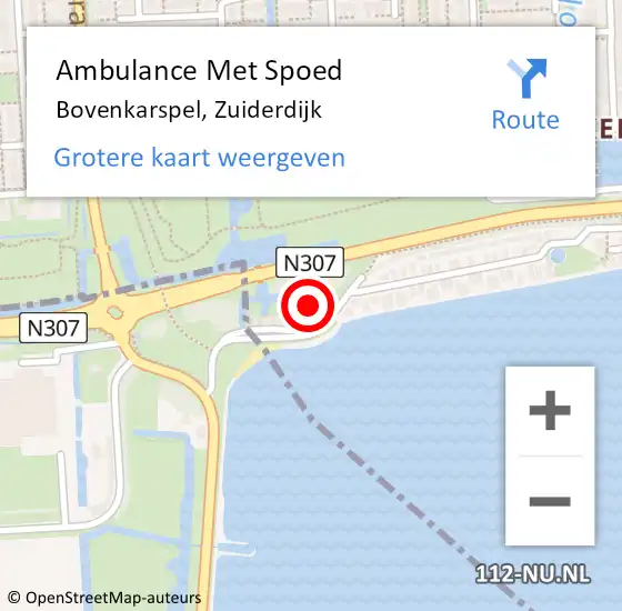 Locatie op kaart van de 112 melding: Ambulance Met Spoed Naar Bovenkarspel, Zuiderdijk op 24 april 2024 23:53