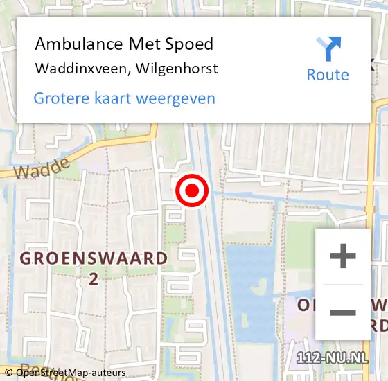 Locatie op kaart van de 112 melding: Ambulance Met Spoed Naar Waddinxveen, Wilgenhorst op 24 april 2024 23:55