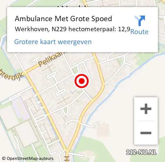 Locatie op kaart van de 112 melding: Ambulance Met Grote Spoed Naar Werkhoven op 25 april 2024 01:03