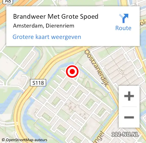 Locatie op kaart van de 112 melding: Brandweer Met Grote Spoed Naar Amsterdam, Dierenriem op 25 april 2024 01:19