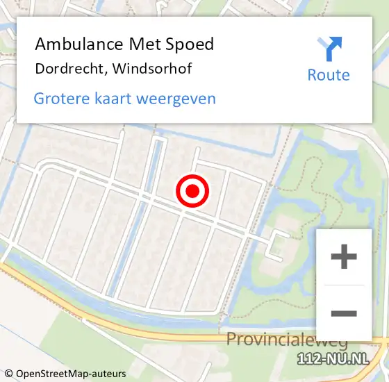 Locatie op kaart van de 112 melding: Ambulance Met Spoed Naar Dordrecht, Windsorhof op 25 april 2024 01:30
