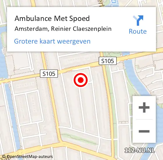 Locatie op kaart van de 112 melding: Ambulance Met Spoed Naar Amsterdam, Reinier Claeszenplein op 25 april 2024 02:27
