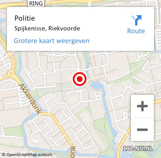 Locatie op kaart van de 112 melding: Politie Spijkenisse, Riekvoorde op 25 april 2024 03:18