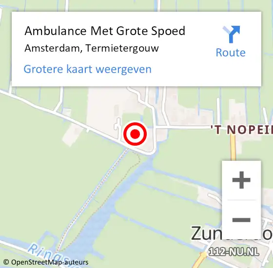 Locatie op kaart van de 112 melding: Ambulance Met Grote Spoed Naar Amsterdam, Termietergouw op 25 april 2024 03:58