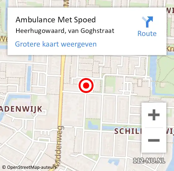 Locatie op kaart van de 112 melding: Ambulance Met Spoed Naar Heerhugowaard, van Goghstraat op 25 april 2024 04:24