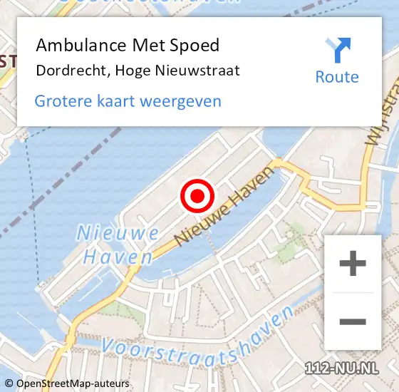Locatie op kaart van de 112 melding: Ambulance Met Spoed Naar Dordrecht, Hoge Nieuwstraat op 25 april 2024 04:39