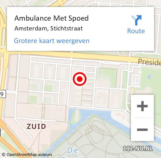 Locatie op kaart van de 112 melding: Ambulance Met Spoed Naar Amsterdam, Stichtstraat op 25 april 2024 04:54