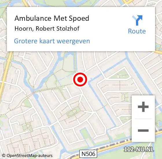 Locatie op kaart van de 112 melding: Ambulance Met Spoed Naar Hoorn, Robert Stolzhof op 25 april 2024 05:28