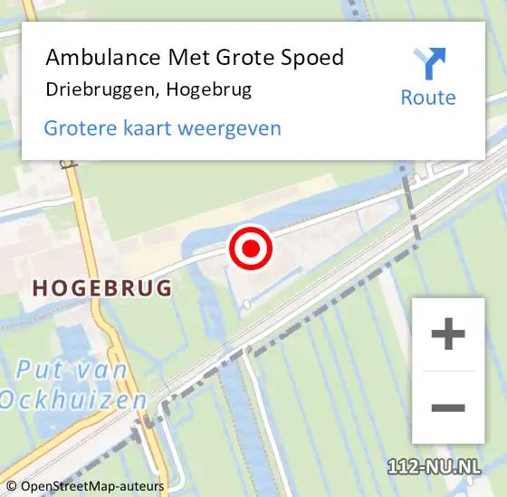 Locatie op kaart van de 112 melding: Ambulance Met Grote Spoed Naar Driebruggen, Hogebrug op 25 april 2024 05:40