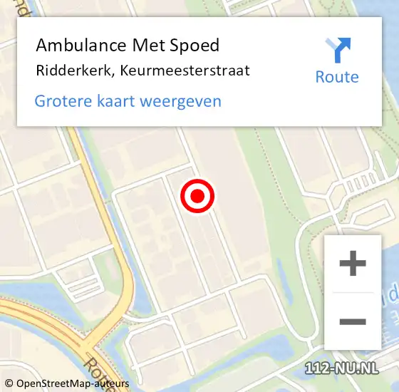 Locatie op kaart van de 112 melding: Ambulance Met Spoed Naar Ridderkerk, Keurmeesterstraat op 25 april 2024 06:34