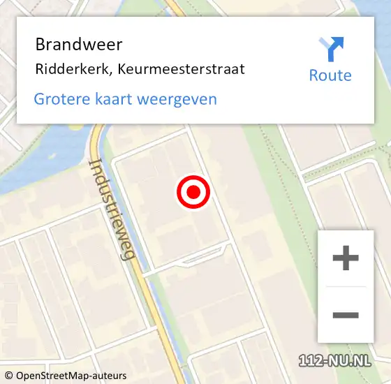 Locatie op kaart van de 112 melding: Brandweer Ridderkerk, Keurmeesterstraat op 25 april 2024 06:36