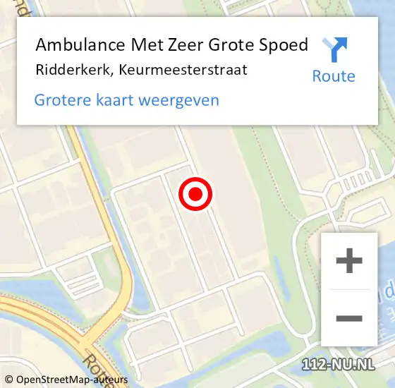 Locatie op kaart van de 112 melding: Ambulance Met Zeer Grote Spoed Naar Ridderkerk, Keurmeesterstraat op 25 april 2024 06:41