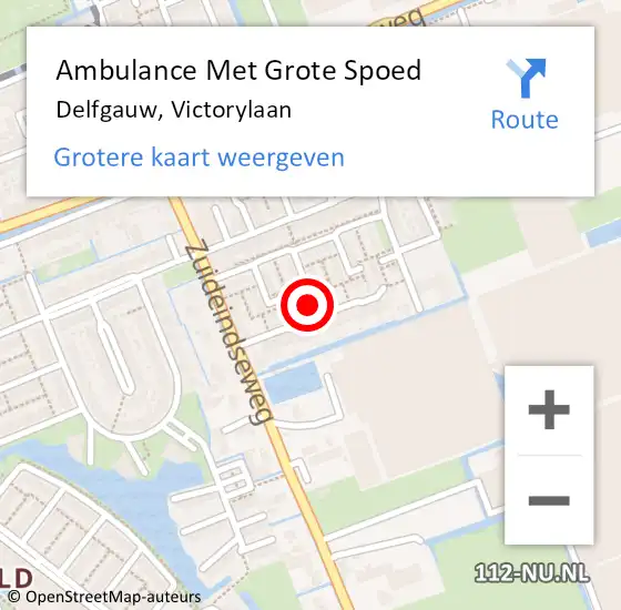 Locatie op kaart van de 112 melding: Ambulance Met Grote Spoed Naar Delfgauw, Victorylaan op 25 april 2024 07:00