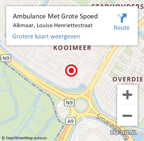 Locatie op kaart van de 112 melding: Ambulance Met Grote Spoed Naar Alkmaar, Louise Henriettestraat op 25 april 2024 07:10