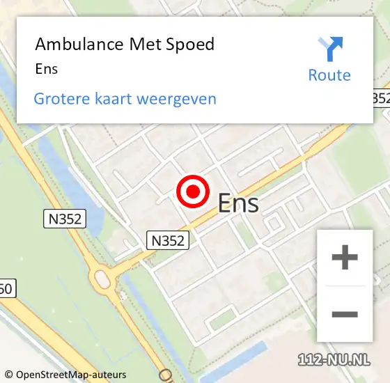Locatie op kaart van de 112 melding: Ambulance Met Spoed Naar Ens op 25 april 2024 07:30