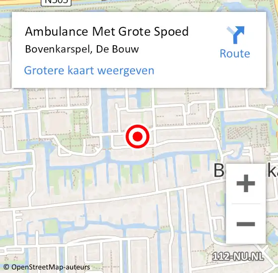 Locatie op kaart van de 112 melding: Ambulance Met Grote Spoed Naar Bovenkarspel, De Bouw op 25 april 2024 07:38