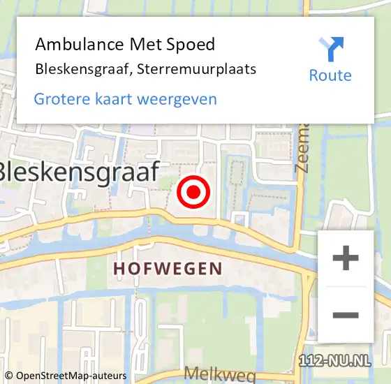 Locatie op kaart van de 112 melding: Ambulance Met Spoed Naar Bleskensgraaf, Sterremuurplaats op 25 april 2024 07:58