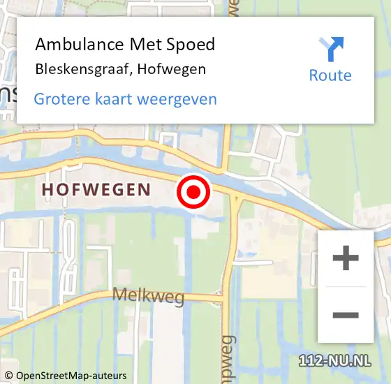 Locatie op kaart van de 112 melding: Ambulance Met Spoed Naar Bleskensgraaf, Hofwegen op 25 april 2024 07:58