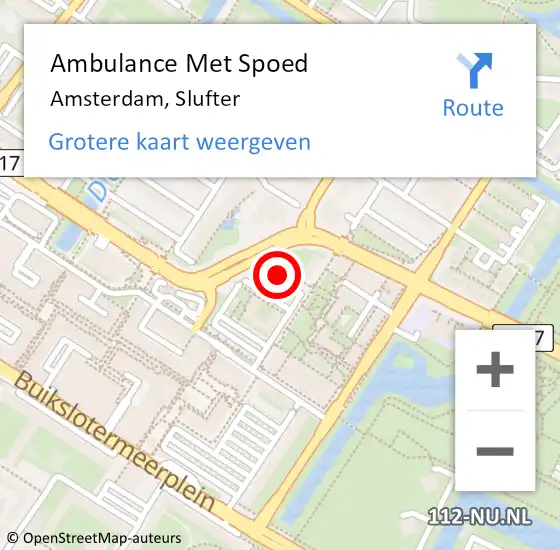 Locatie op kaart van de 112 melding: Ambulance Met Spoed Naar Amsterdam, Slufter op 25 april 2024 08:07