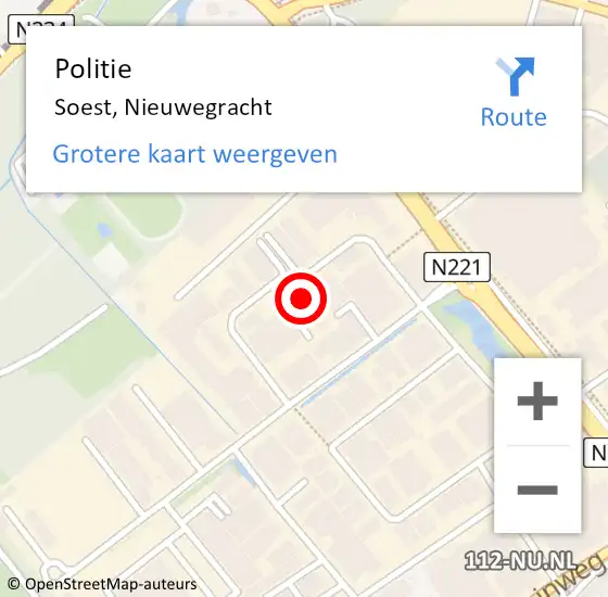 Locatie op kaart van de 112 melding: Politie Soest, Nieuwegracht op 25 april 2024 08:10