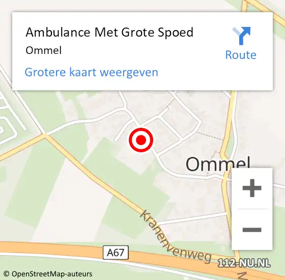 Locatie op kaart van de 112 melding: Ambulance Met Grote Spoed Naar Ommel op 25 april 2024 08:10