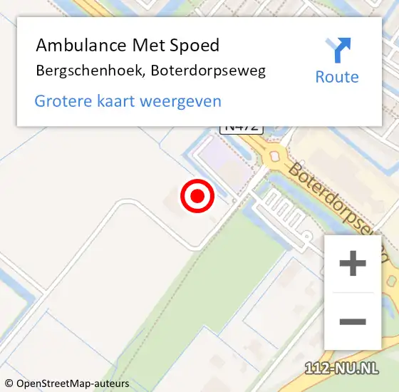 Locatie op kaart van de 112 melding: Ambulance Met Spoed Naar Bergschenhoek, Boterdorpseweg op 25 april 2024 08:11
