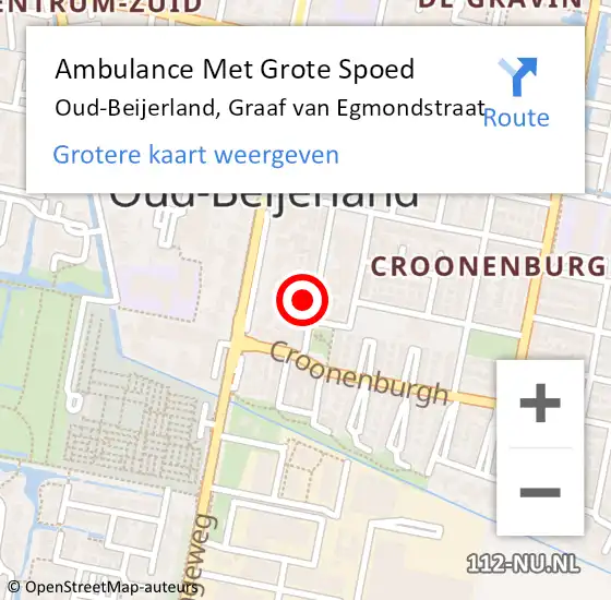Locatie op kaart van de 112 melding: Ambulance Met Grote Spoed Naar Oud-Beijerland, Graaf van Egmondstraat op 25 april 2024 08:13