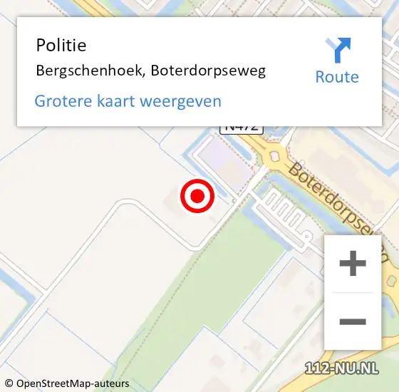 Locatie op kaart van de 112 melding: Politie Bergschenhoek, Boterdorpseweg op 25 april 2024 08:14