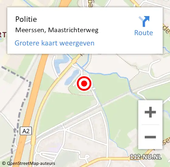 Locatie op kaart van de 112 melding: Politie Meerssen, Maastrichterweg op 25 april 2024 08:23