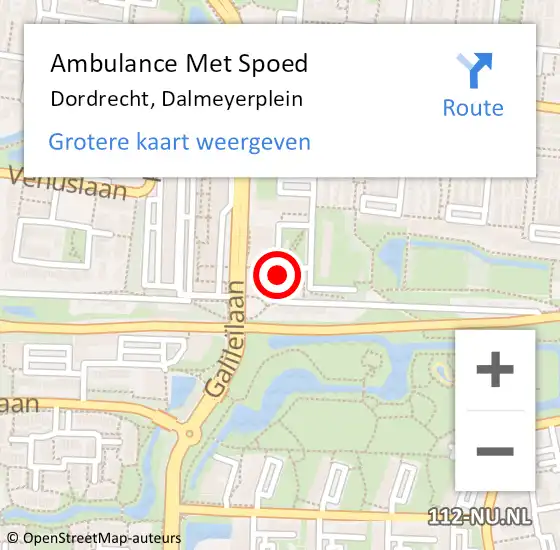 Locatie op kaart van de 112 melding: Ambulance Met Spoed Naar Dordrecht, Dalmeyerplein op 25 april 2024 08:37