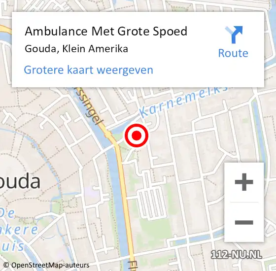 Locatie op kaart van de 112 melding: Ambulance Met Grote Spoed Naar Gouda, Klein Amerika op 25 april 2024 08:52