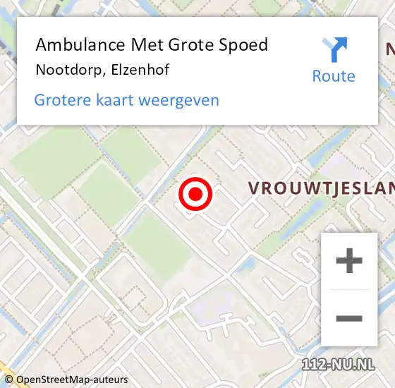Locatie op kaart van de 112 melding: Ambulance Met Grote Spoed Naar Nootdorp, Elzenhof op 25 april 2024 09:16