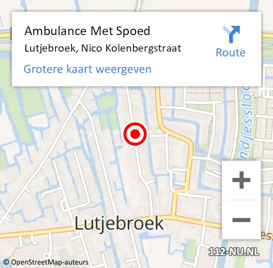 Locatie op kaart van de 112 melding: Ambulance Met Spoed Naar Lutjebroek, Nico Kolenbergstraat op 25 april 2024 09:29