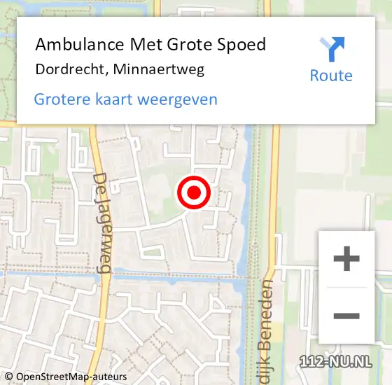 Locatie op kaart van de 112 melding: Ambulance Met Grote Spoed Naar Dordrecht, Minnaertweg op 25 april 2024 09:32