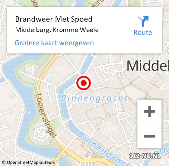 Locatie op kaart van de 112 melding: Brandweer Met Spoed Naar Middelburg, Kromme Weele op 25 april 2024 09:39
