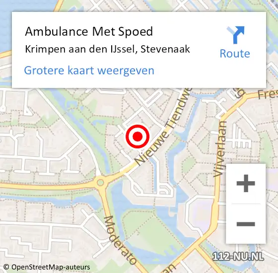 Locatie op kaart van de 112 melding: Ambulance Met Spoed Naar Krimpen aan den IJssel, Stevenaak op 25 april 2024 09:41