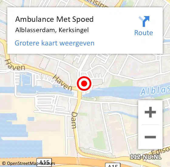 Locatie op kaart van de 112 melding: Ambulance Met Spoed Naar Alblasserdam, Kerksingel op 25 april 2024 09:44