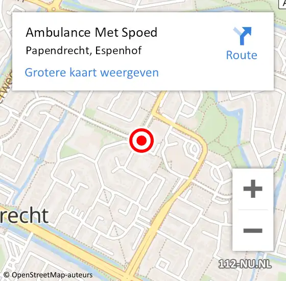 Locatie op kaart van de 112 melding: Ambulance Met Spoed Naar Papendrecht, Espenhof op 25 april 2024 09:45