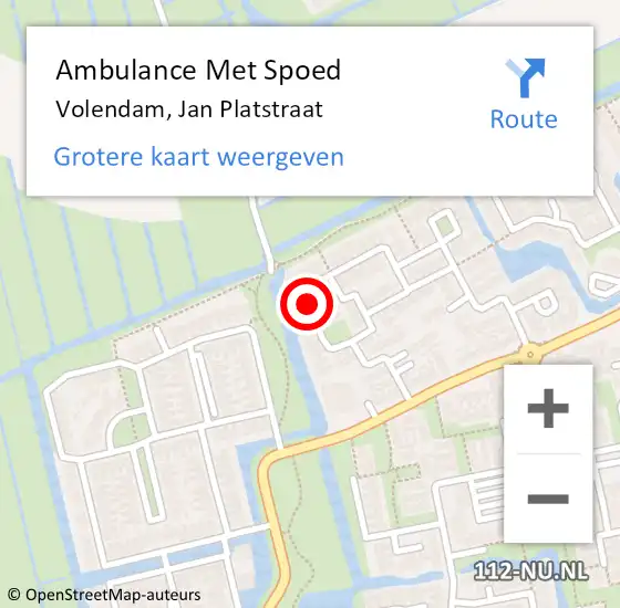 Locatie op kaart van de 112 melding: Ambulance Met Spoed Naar Volendam, Jan Platstraat op 25 april 2024 09:54