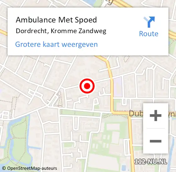 Locatie op kaart van de 112 melding: Ambulance Met Spoed Naar Dordrecht, Kromme Zandweg op 25 april 2024 10:02