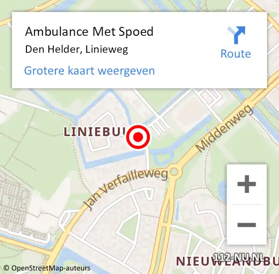Locatie op kaart van de 112 melding: Ambulance Met Spoed Naar Den Helder, Linieweg op 25 april 2024 10:10