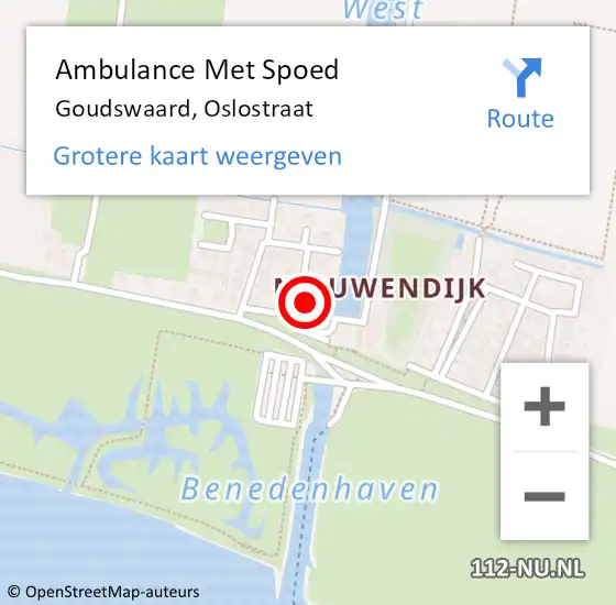 Locatie op kaart van de 112 melding: Ambulance Met Spoed Naar Goudswaard, Oslostraat op 25 april 2024 10:17