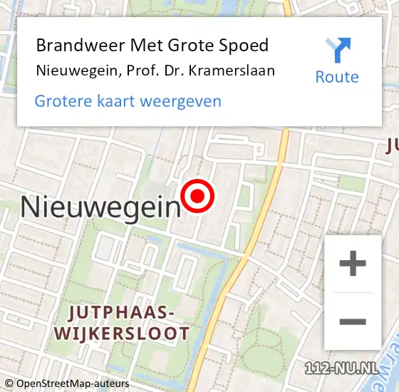 Locatie op kaart van de 112 melding: Brandweer Met Grote Spoed Naar Nieuwegein, Prof. Dr. Kramerslaan op 25 april 2024 10:17